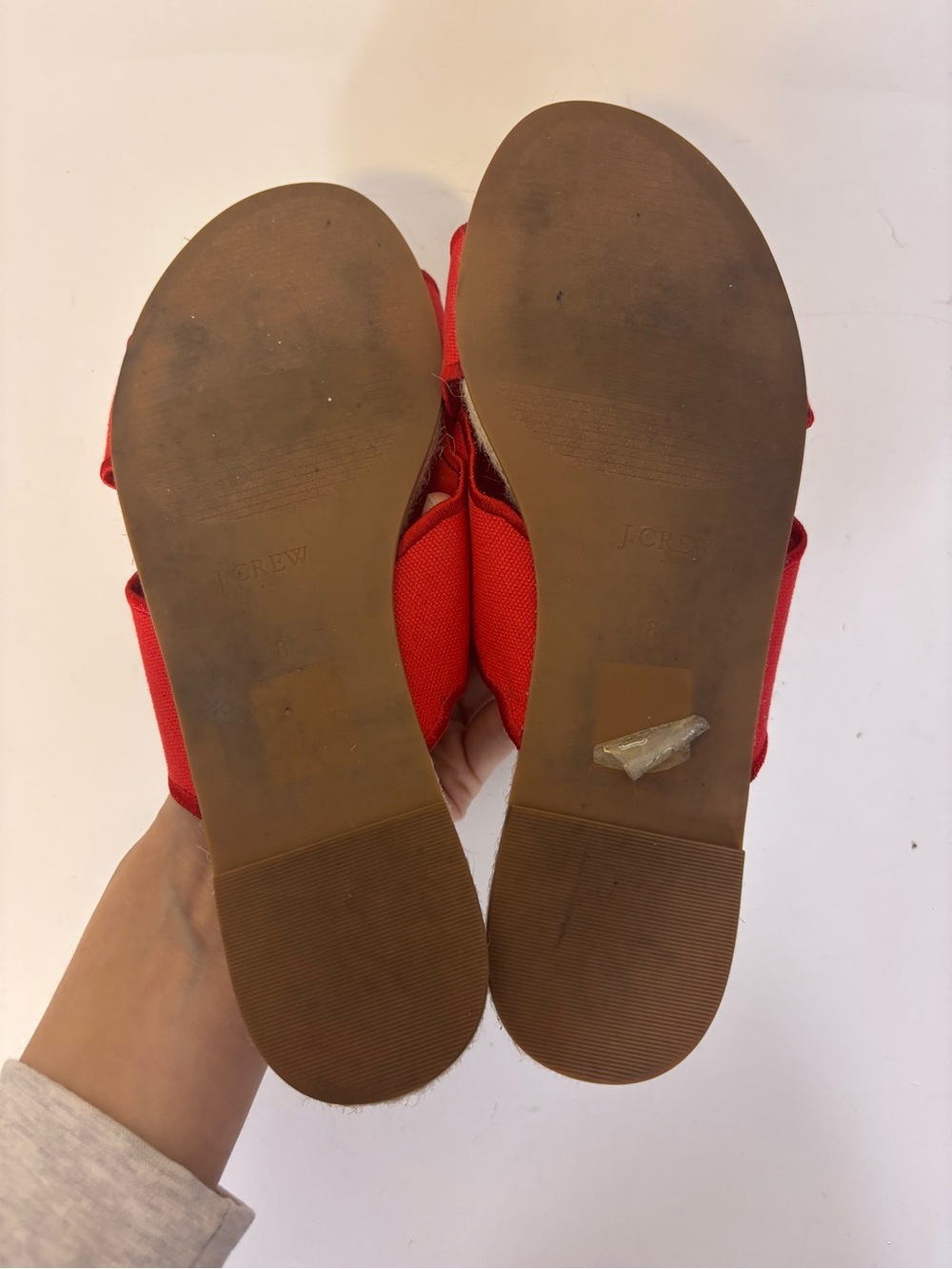 J. Crew Red Scalloped Ruffle Espadrille Slide Sandals Women 8 - Picture 6 of 7